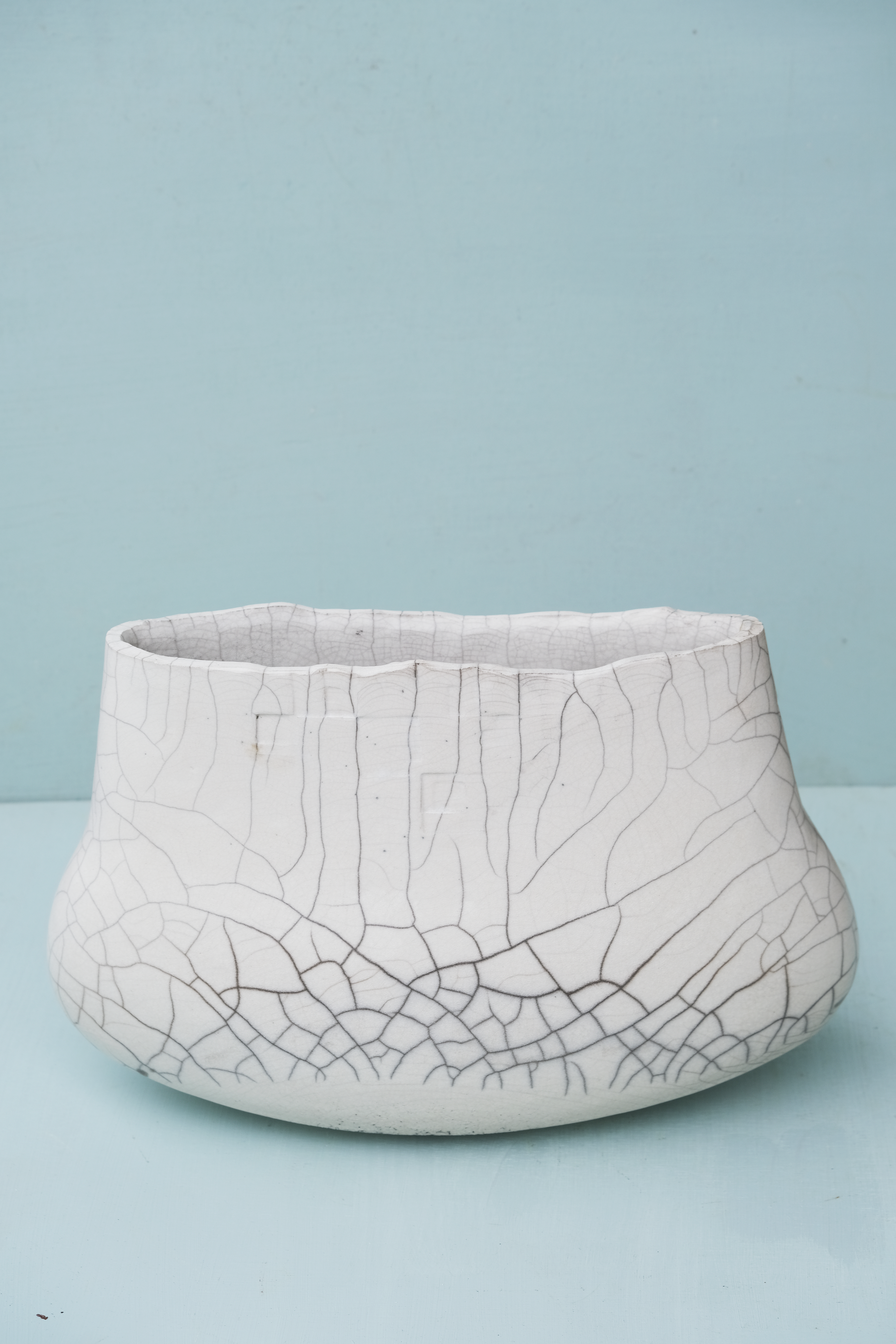 Large Wide Raku Vase