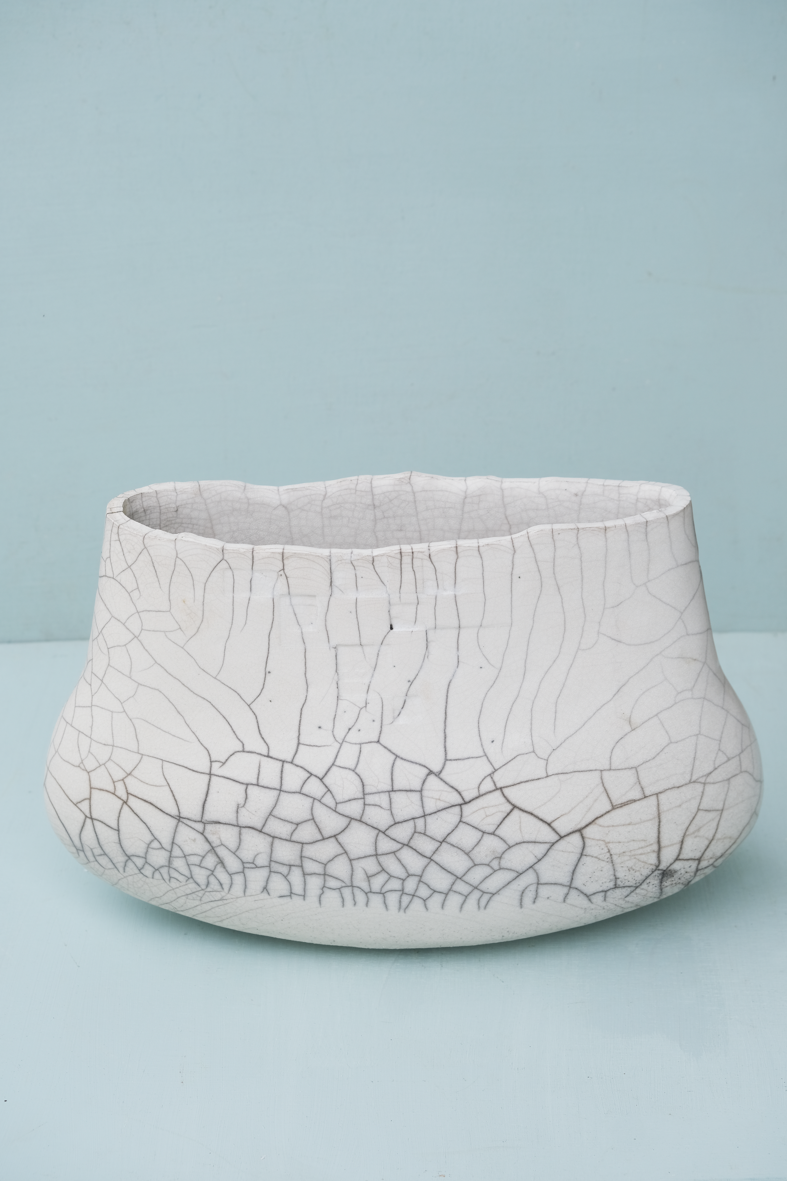 Large Wide Raku Vase