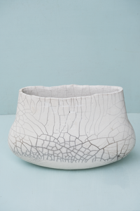 Large Wide Raku Vase