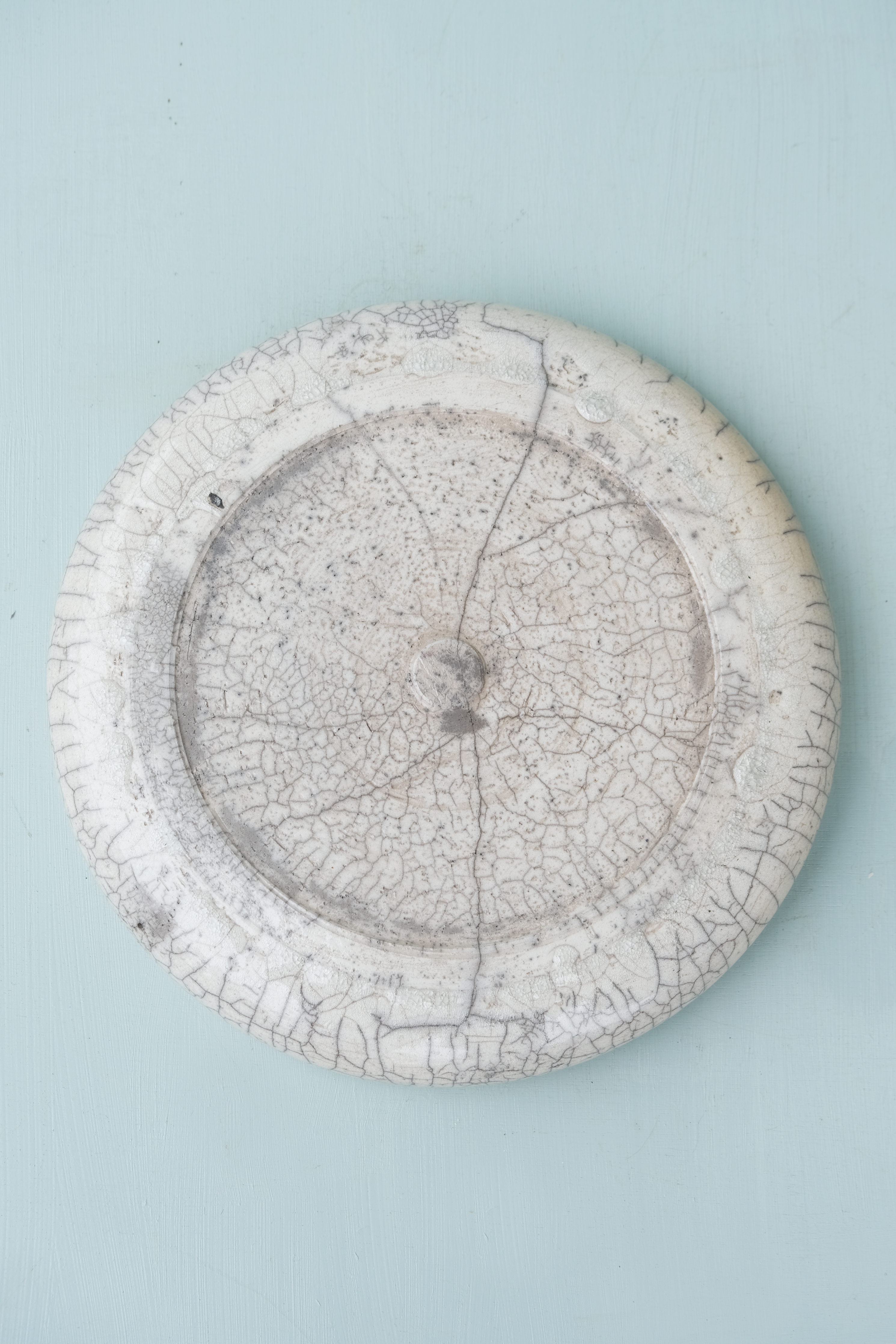 Circular Raku Dish with Donut Rim