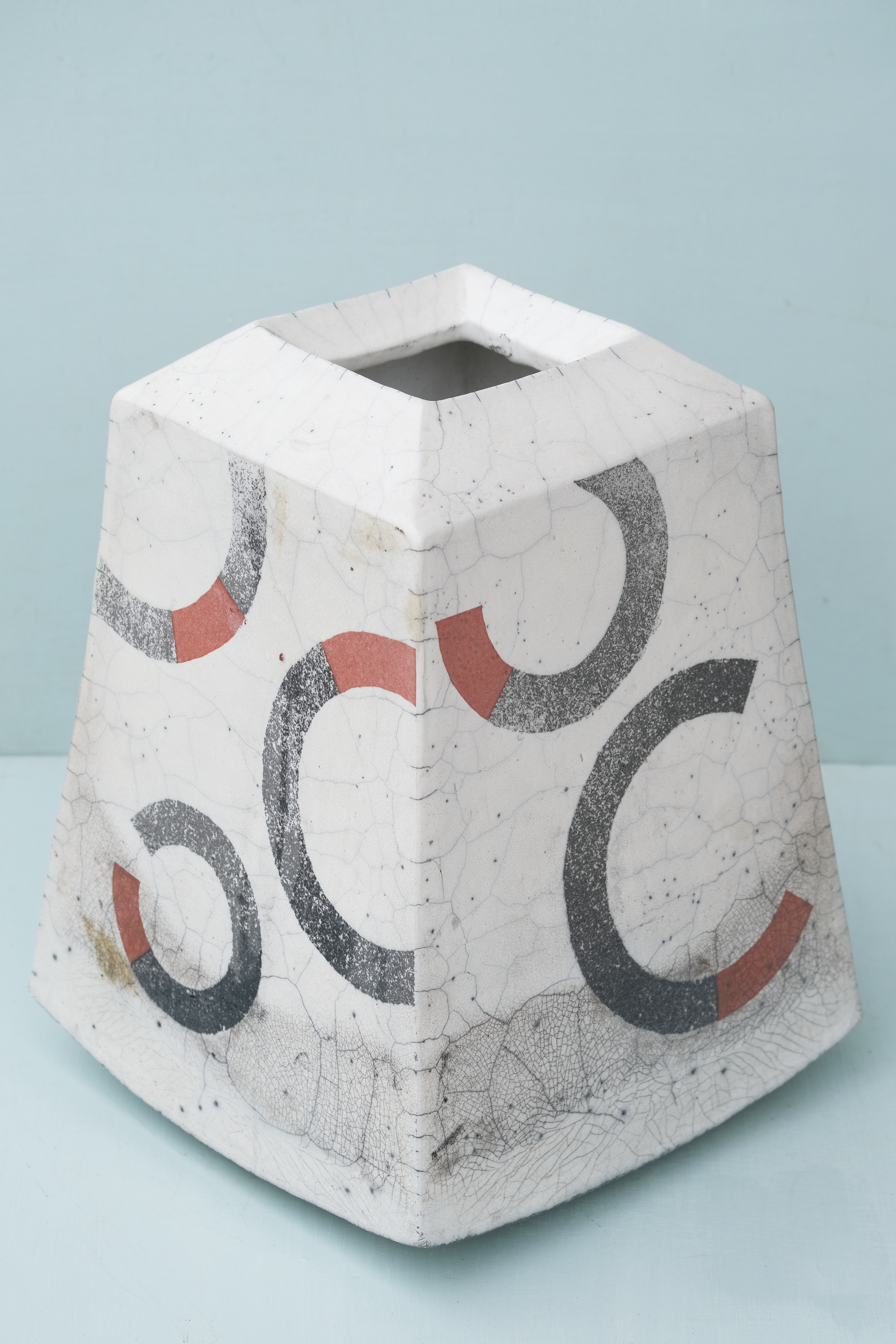 Large Box Shaped Raku Vase