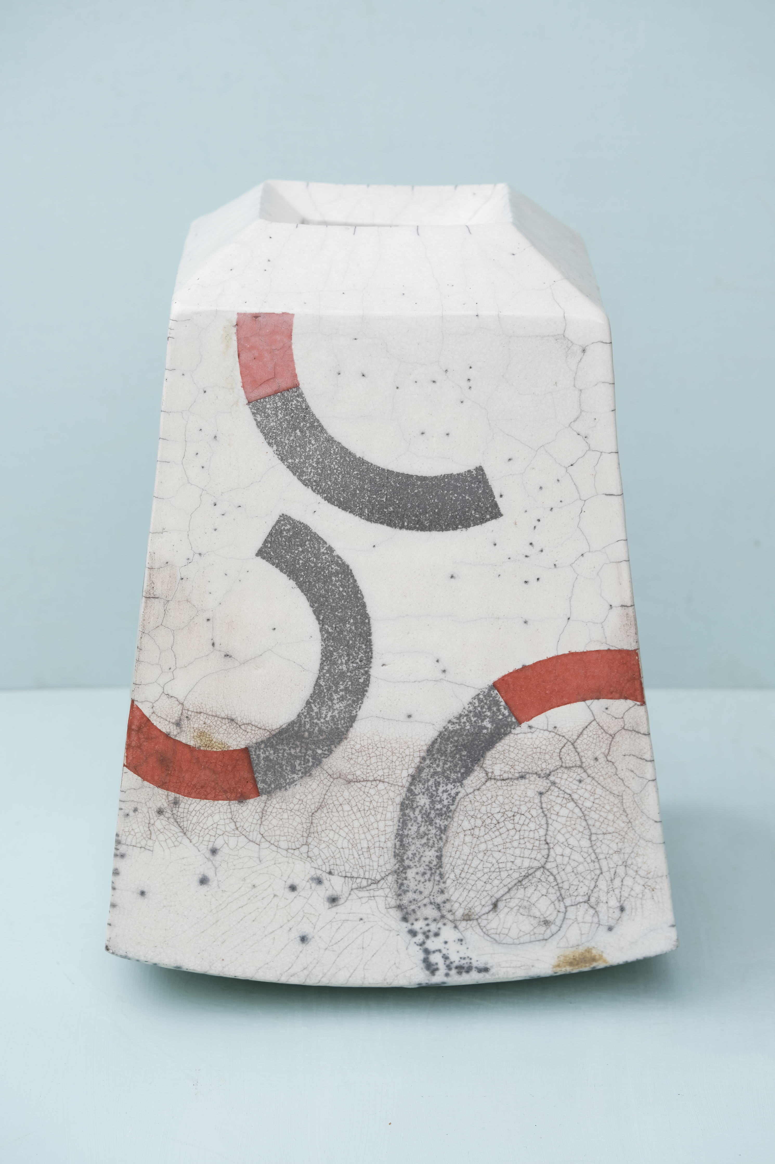 Large Box Shaped Raku Vase
