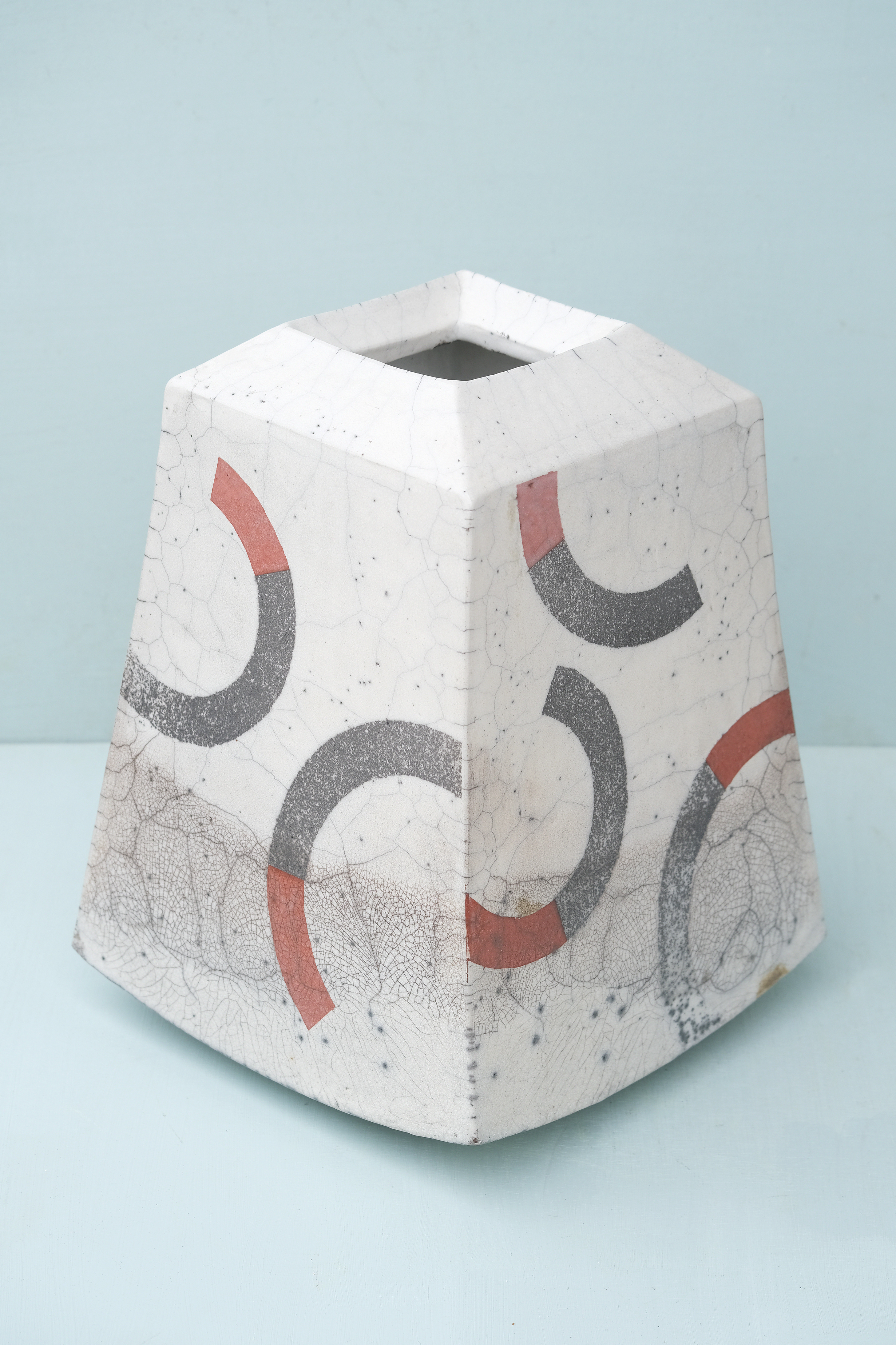 Large Box Shaped Raku Vase