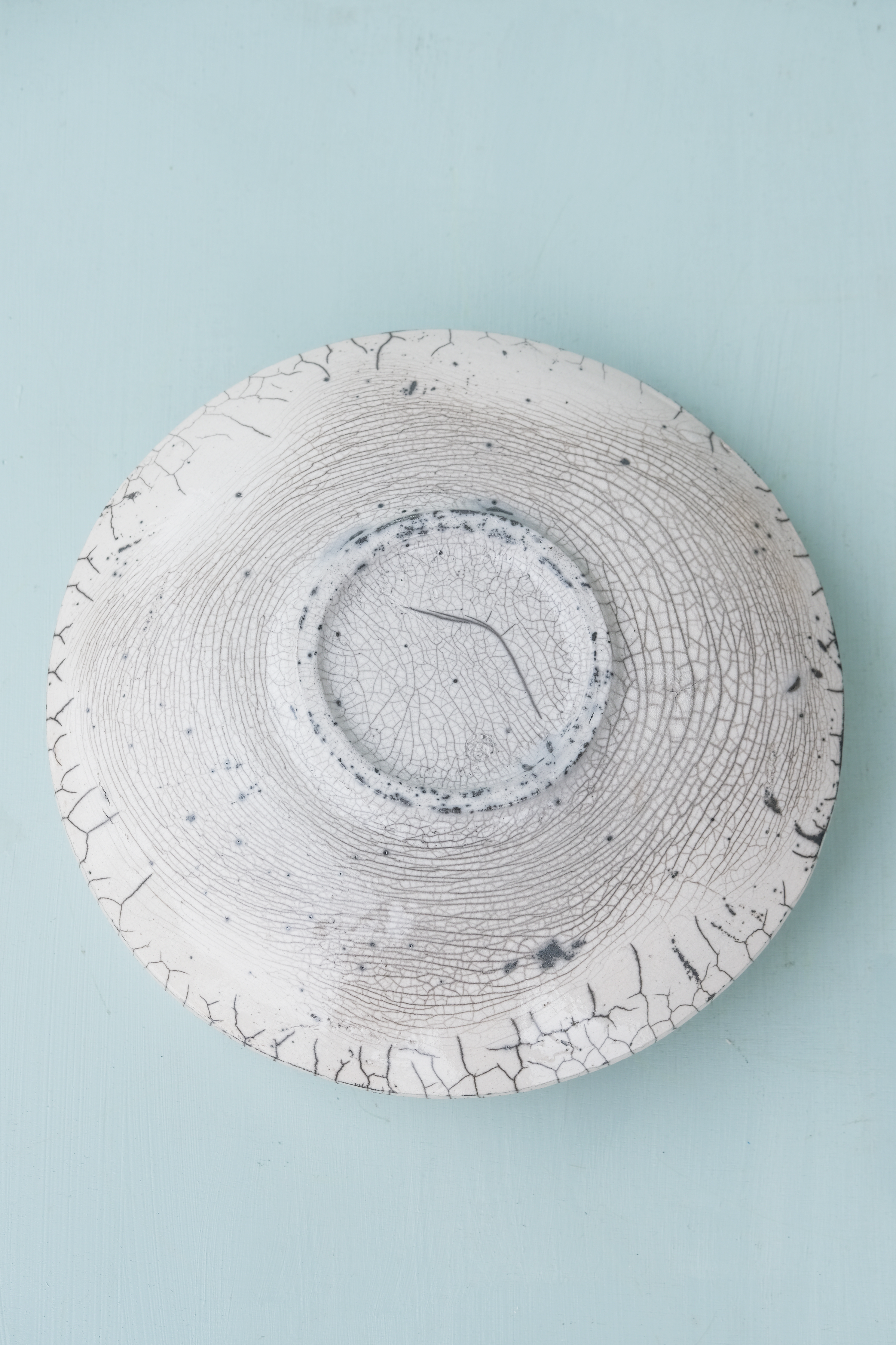 Round Raku Platter with Triangle Detail