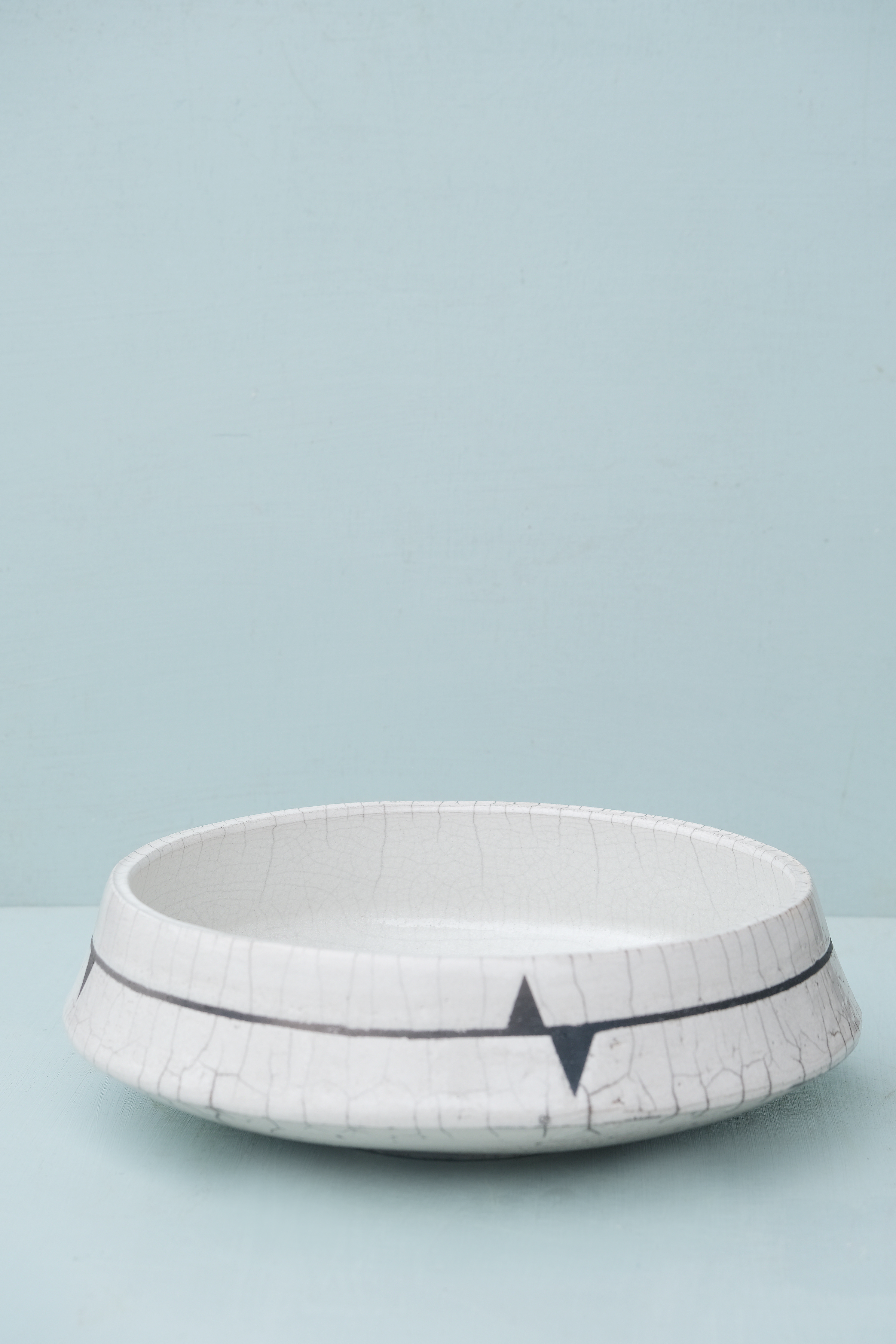 Round Raku Platter with Triangle Detail