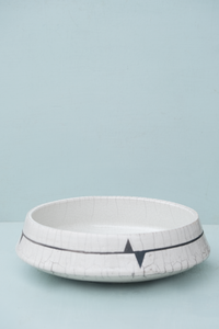 Round Raku Platter with Triangle Detail