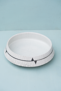 Round Raku Platter with Triangle Detail