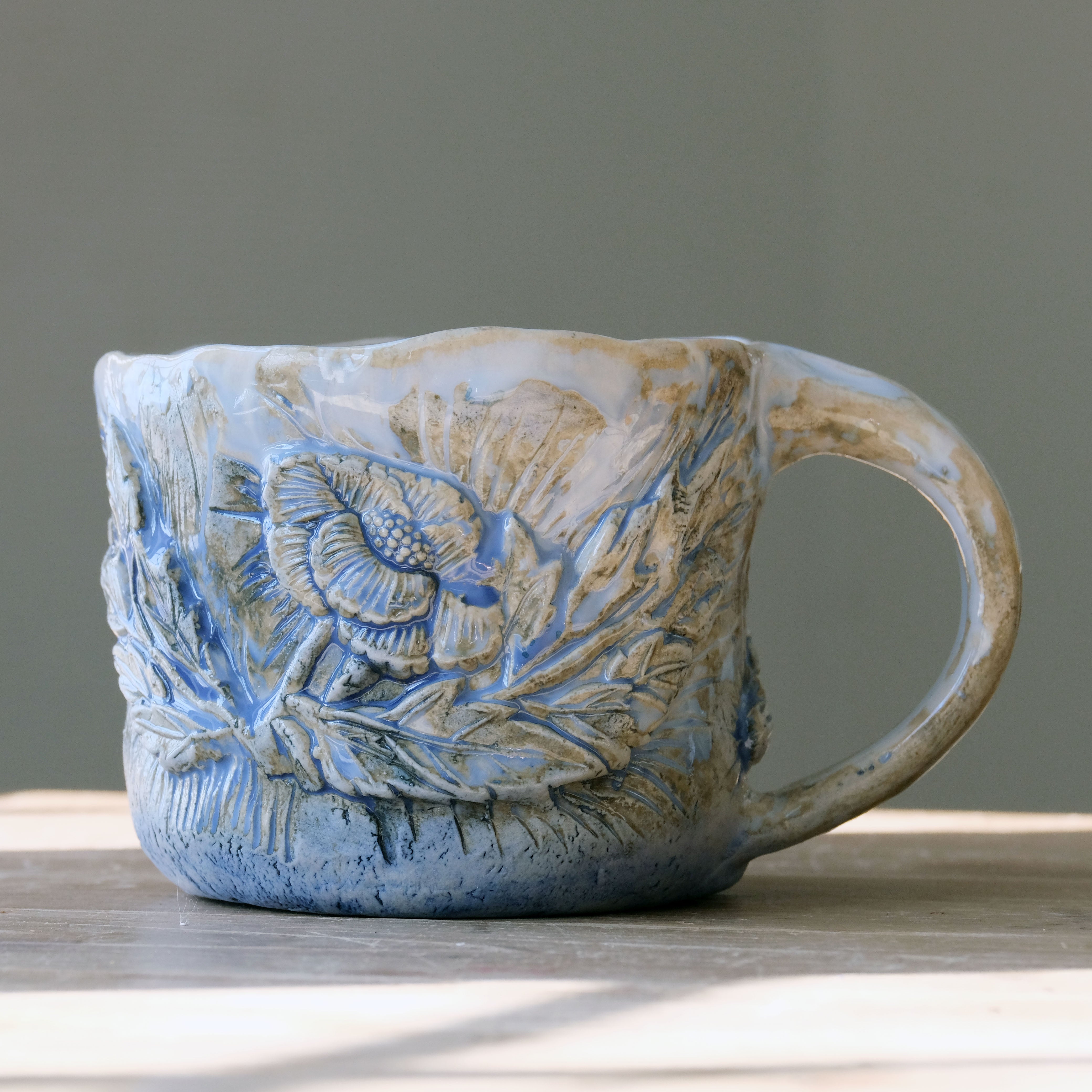 Blue and White Peony Mug