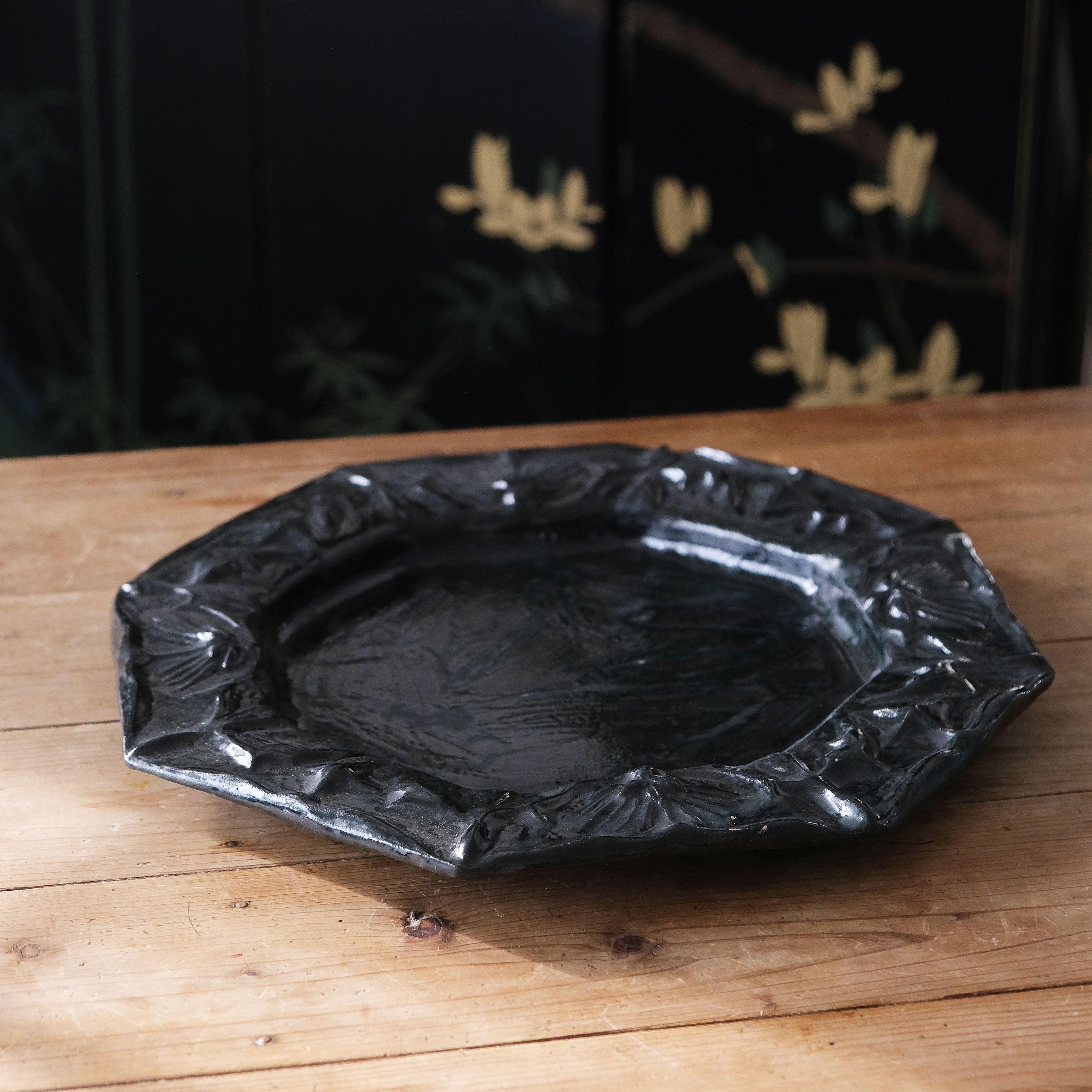 Large Black Ornate Platter